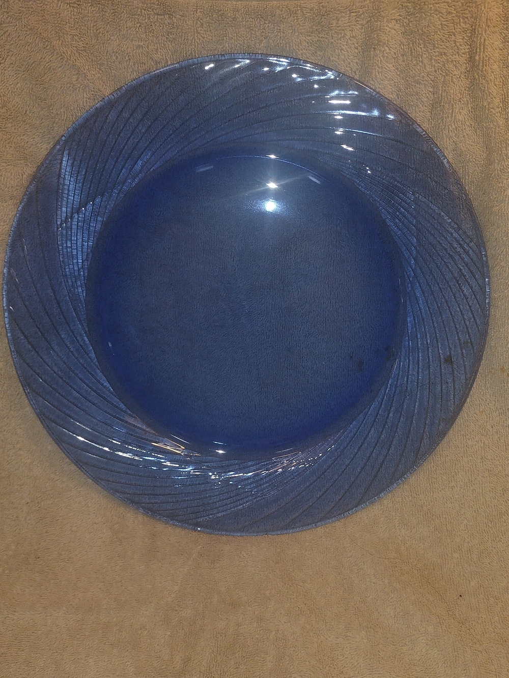 Vintage Pyrex Blue Festiva Swirl Glass Charger Plate